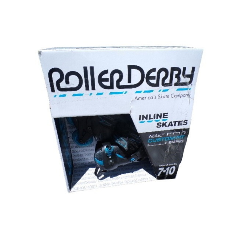 Roller Derby V-Tech 500 Adjustable Inline Skates Black Teal Adult Sizes 7-10 NEW